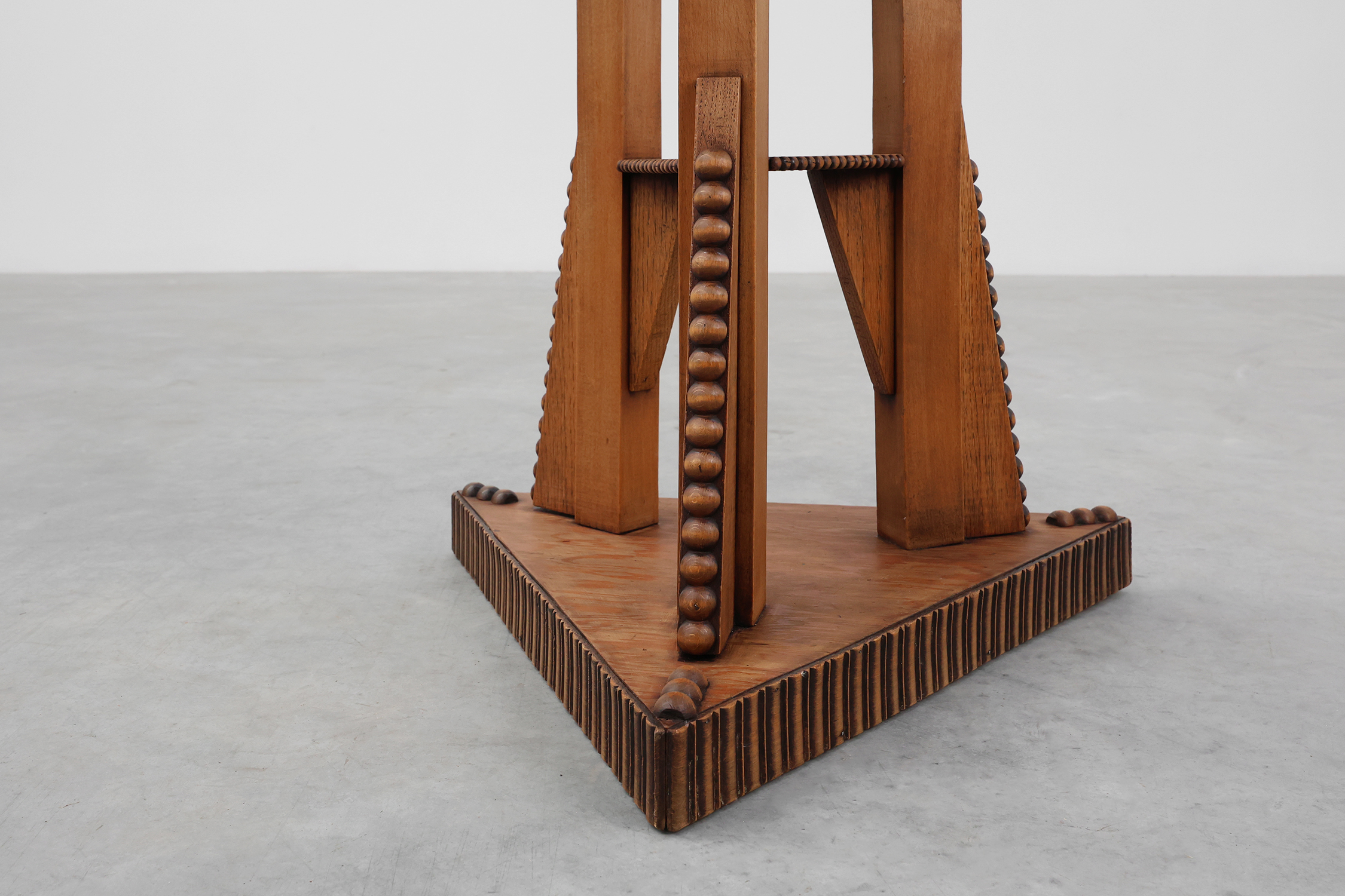 Art Nouveau Carved Wood triangular Side Table, France ca. 1915 thumbnail